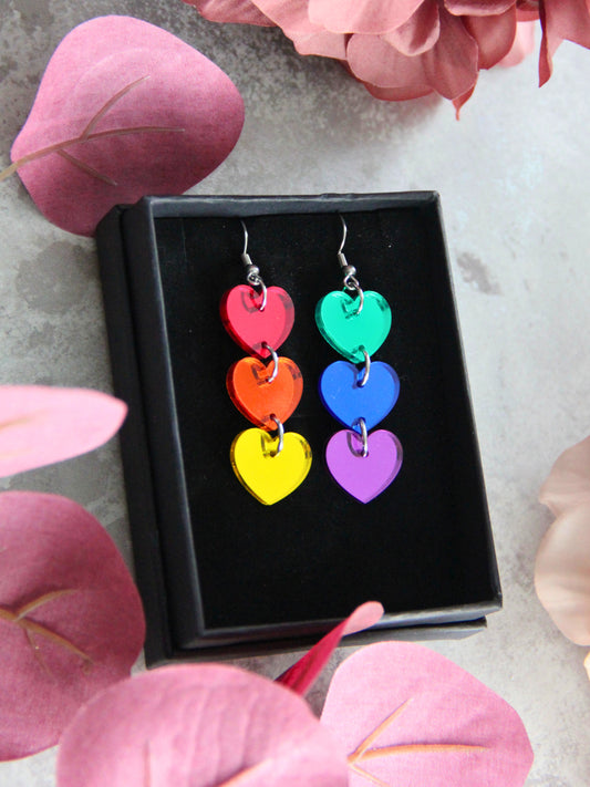Rainbow Hearts -korvakorut