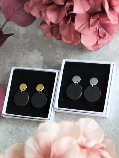 Tupla Kupla -korvakorut musta vaneri